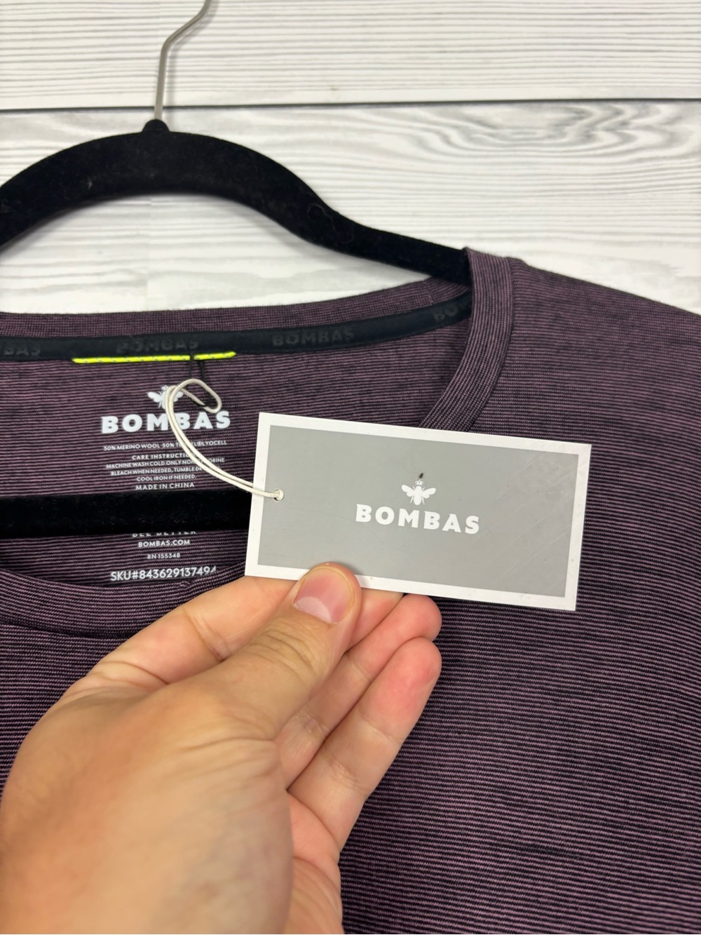Bombas Merino wool/tencel lilac stripe short sleeve tshirt XXL NWT - Picture 2 of 5